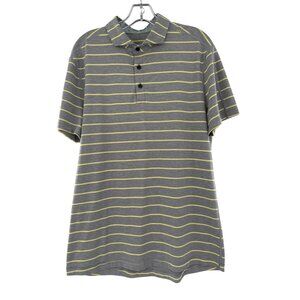 Lululemon Mens Gray & Yellow Striped Polo Shirt Men's Medium‎